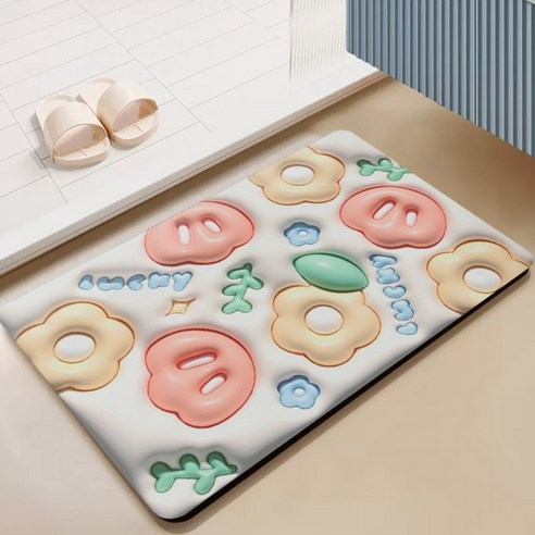 BRINCH 빨아쓰는 3D 입체 디자인 규조토 논슬립 발매트, 타입5901-09