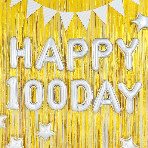 파티팡 HAPPY 100 DAY 은박풍선 세트, 실버, 3세트