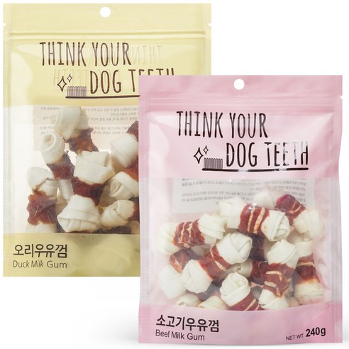 Think your dog teeth 오리 15p + 소고기 15p 세트, 1세트, 오리, 소고기, 240g