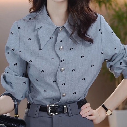 쩐쿠 여성 카라넥 캐주얼 셔츠 블라우스 K0141