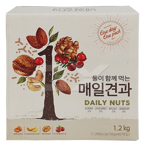 대봉식품 둘이 함께 먹는 매일 견과, 1.2kg, 1개