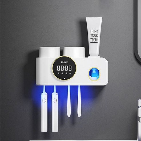 칫솔살균기 무선 가정용 칫솔소독기 USB uv 건조 YOREDELED 디스플레이 UV 살균기 칫솔 홀더 컵 치약 디스펜서 욕실 액세서리, 01 A-White