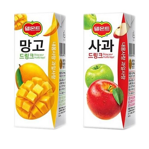 델몬트 드링크 사과x32팩+망고x32팩, 190ml, 1세트