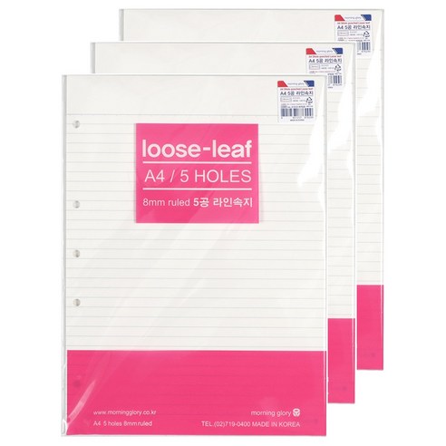 모노라이크 오디너리 데이즈 그리드 스프링 노트, 01 Study room, 1개 굿노트모눈속지 11 2000 A4 5공 라인속지 모닝글로리 바인더 내지 3공, 3개