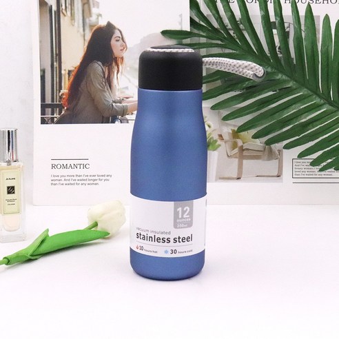 KORELAN신형 콜라 병 컵 야외 진공 운동 보온 직신 컵 304 스테인리스강 기사 컵, 샌드 블루, 420ml