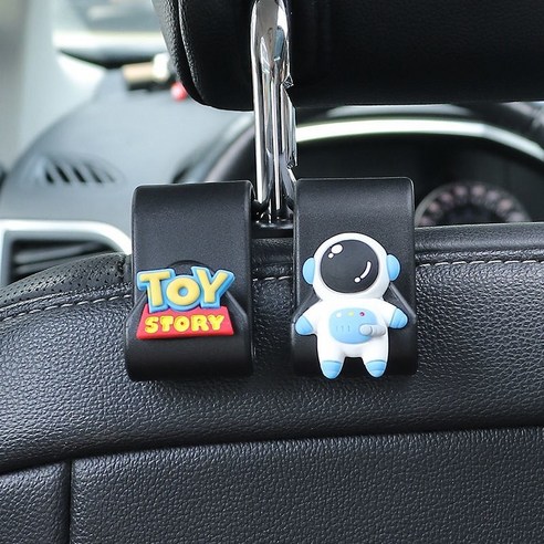 ZZJJC 자동차 뒷좌석 걸이 등받이 행거 내 다기능 행거용 작은 걸이 캐릭터 시트 걸이, TOY+ 블루 우주인, 하드 1개 더하기
