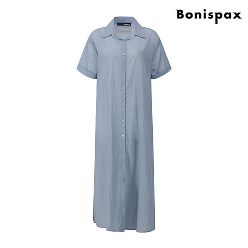 보니스팍스 베이직 카라 심플 여성 롱 셔츠 원피스 XO2OW003L0