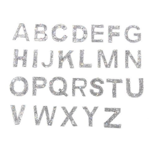 26PCS 알파벳 패치 의류 스티커에 바느질에 아플리케 DIY 철 의류 청바지에 대한 라인 석 편지 자수 아플리케, 하얀, 천