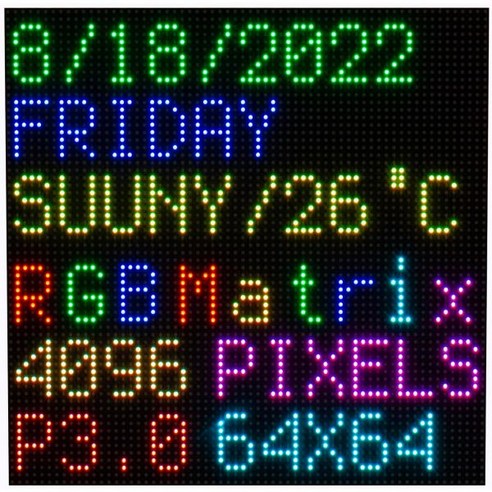 64x64 RGB LED 매트릭스 패널 Raspberry PiArdui용 풀 컬러 192x192mm 3mm 피치 4096 조절 가능 밝기