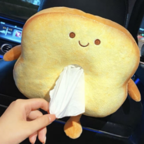 정직카 차량용 동물휴지케이스 휴지함 쓰레기함, 밝은 미소 식빵, 1개