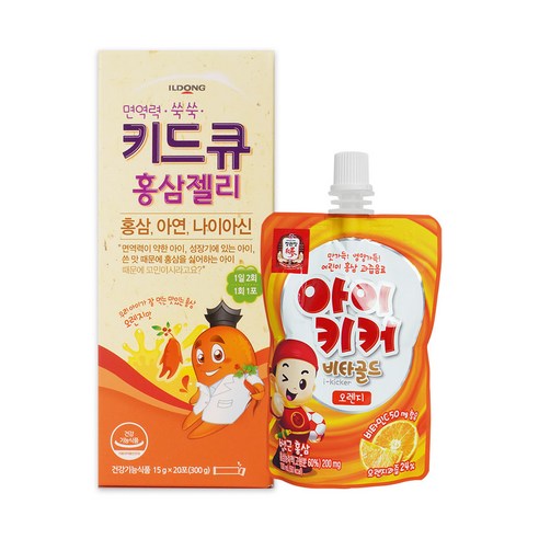 키드큐 홍삼젤리 20포 + 아이키커 비타골드 오렌지맛 1개, 300g, 1세트