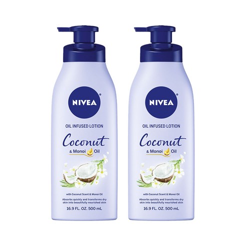 니베아 오일 인퓨즈드 로션 코코넛 & 모노이 오일, 2개, 500ml