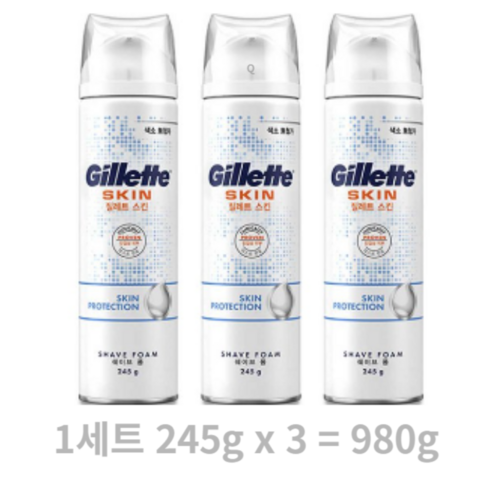 질레트 스킨텍 쉐이빙폼, 980g, 4개