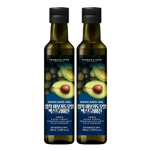 파머스아이디어 압착 아보카도 오일 엑스트라버진, 500ml, 2개