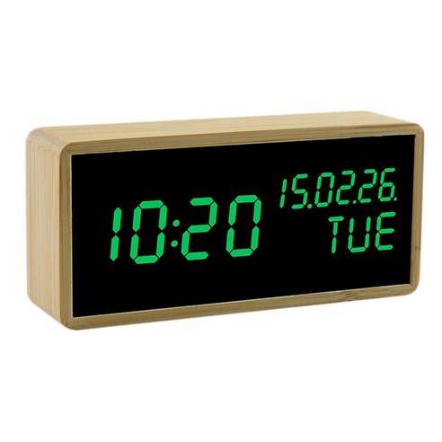 Deoxygene 침실 용 스마트 디지털 알람 시계 배터리 led 디스플레이 데스크 여행용 시계 12/24 h 시간 날짜 사운드 웨이크 업 그린, 노란색 및 녹색 단어