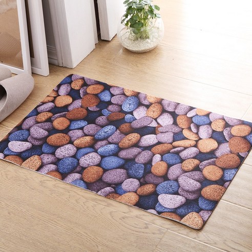 3d cobblestone 도어 매트 도어 매트 현관 도어 매트 욕실 주방 화장실 흡수성 미끄럼 방지 매트 카펫, {"색깔":"푸른 돌"}, {"크기":"40cm*60cm"}