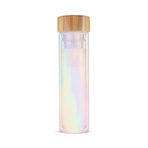 핑키업 블레어 글래스 트래블 인퓨저 머그 휴대용 티보틀, Iridescent, 473ml