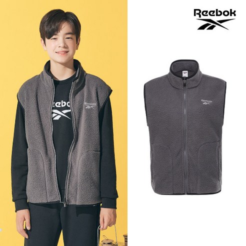 리복키즈 REEBOK 리복키즈 주니어 플리스 하이넥 베스트 남아 그레이