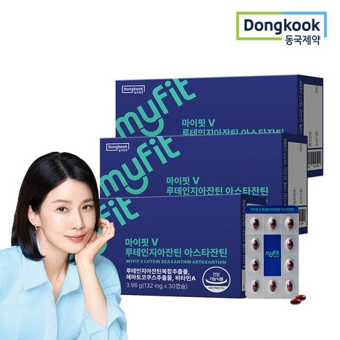 동국제약 마이핏 이보영 식물성 루테인 지아잔틴 아스타잔틴 눈 건강 영양제, 30정, 3박스