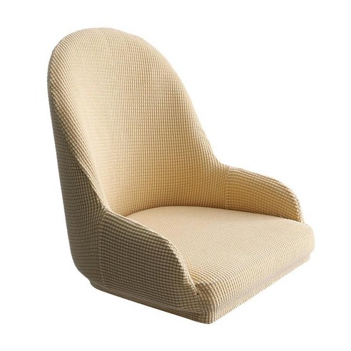 폴리 에스터 윙백 등받이 의자 커버 기울어 진 팔 의자 보호대 바 카페 장식, 베이지, 폴리 에스터 스판덱스
