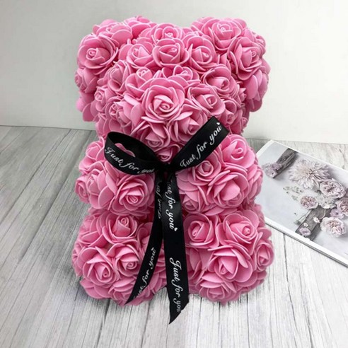 [LOVE MQ] 25cm 빨간 곰 인공 비누 장미 Teddi 곰 영원한 장미 꽃 크리스마스 발렌타인 선물 여자 친구 드롭 배송, 오렌지