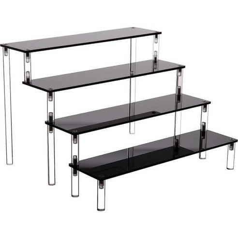   ihomecooker 디스플레이용 아크릴 스탠드 4단 블랙 컵케이크 향수 피규어 디스플레이 라이저 장식 정리용, 4 tier