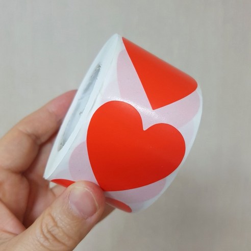 빅사이즈 500매입 레드 하트 롤 스티커 3.8cm, 1세트, 대형 레드(S424) 500매