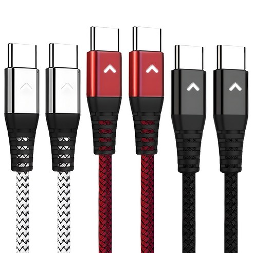 베리어 60W LED PD C to C타입 고속충전 케이블 3개입, 혼합색, 1.8m, 3개