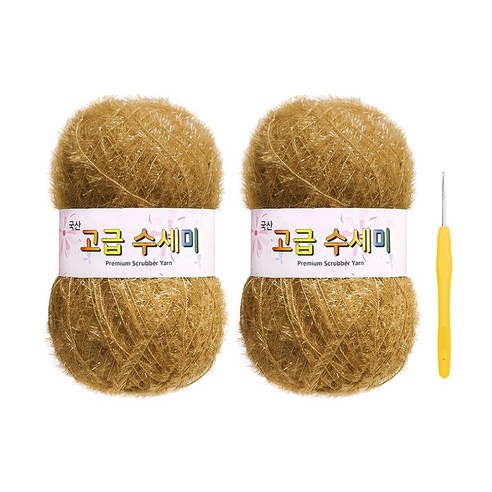 울클럽 별꽃수세미 DIY 고급수세미실 80g 2볼 + 코바늘 6호 (동영상제공), 173옐로우카멜