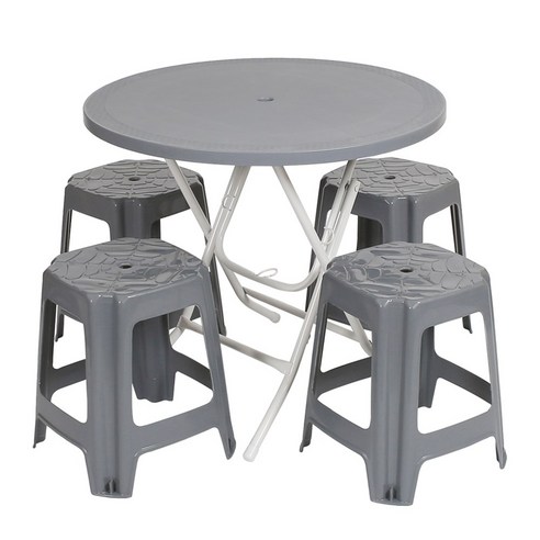 지오리빙 포장마차 테이블 의자 세트, 원형+사각(다크그레이)