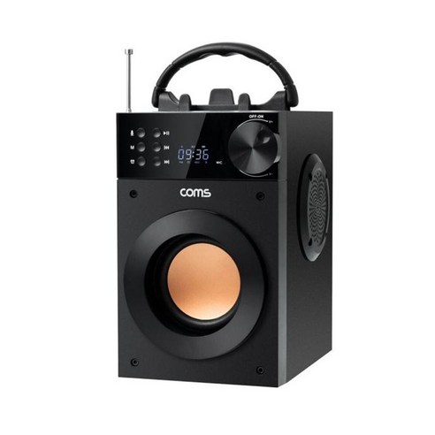 Coms 20W 휴대용 우퍼 트위터 내장 포터블 블루투스 스피커 HT224, 블랙