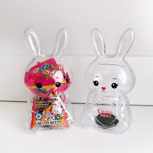 유치원 어린이집 생일 답례품 단체 선물 포장 세트 초등 간식 구디백 어린이 토끼 투명 저금통, 구디백+스티커A04, 5세트