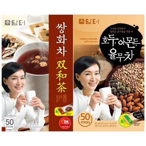 담터 호두아몬드 율무차 50T x 1개 + 쌍화차 1세트 50개입 15g 홍삼차