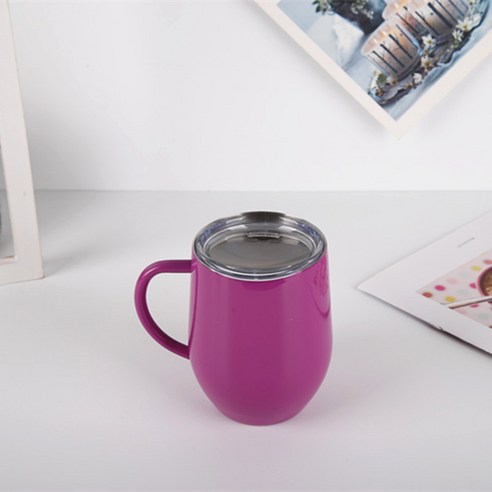 KORELAN 12oz 계란 껍질 컵 진공 보온 계란 컵 스테인리스강 커피 컵 손잡이, 자주색, 101m1-500ml