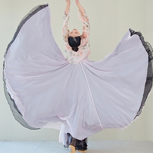 Sorfil 플라자댄스 의상 시폰 롱스커트 스커트 클래식 라틴댄스 공연복 성인녀, 30D 더블 블랙에 핑크., 7M 길이 100 -  가격 변동 추적 그래프 - 역대가