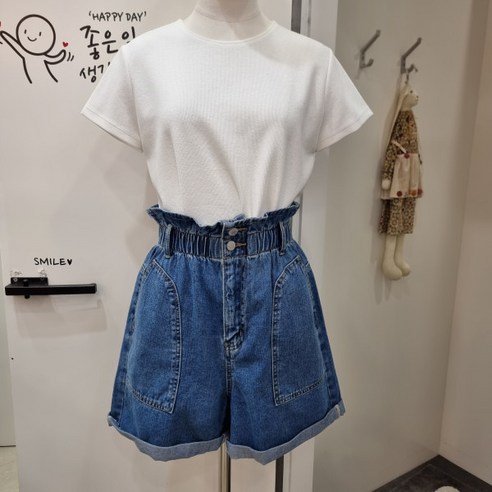 반에이크 반에이크김천모다 프릴오비포켓라벨반바지VB38DLU202ZBL