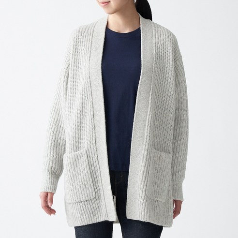 무인양품 MUJI 여성 야크 울 혼방와이드 가디건 BAM03A0A