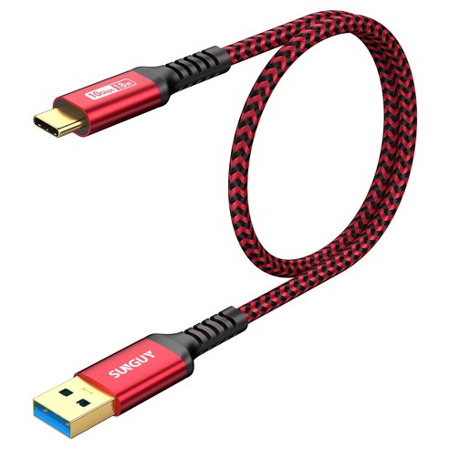 SUNGUY USB C타입 고속 충전 케이블 데이터 전송 10Gbps 18W, 1개, 레드, 0.5m