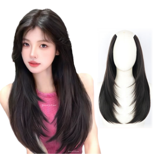 지니판 레이어드컷 C컬 볼륨 일체형 긴머리 붙임머리 긴머리가발
