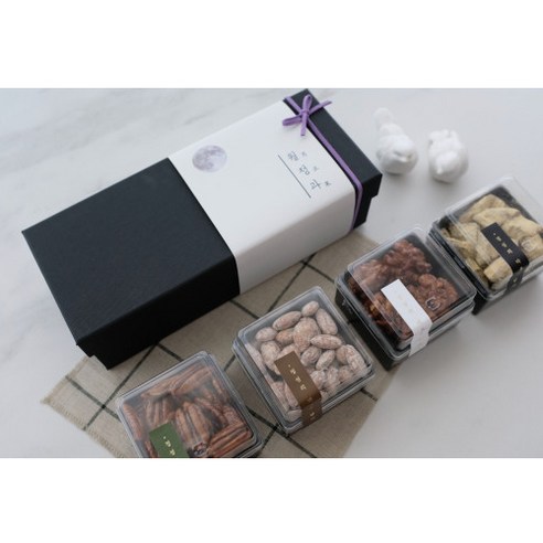 월정과 호두강정 선물세트(상자 3구) (무광쇼핑백), 1개, 300g, 호두강정+피칸강정+도라지정과