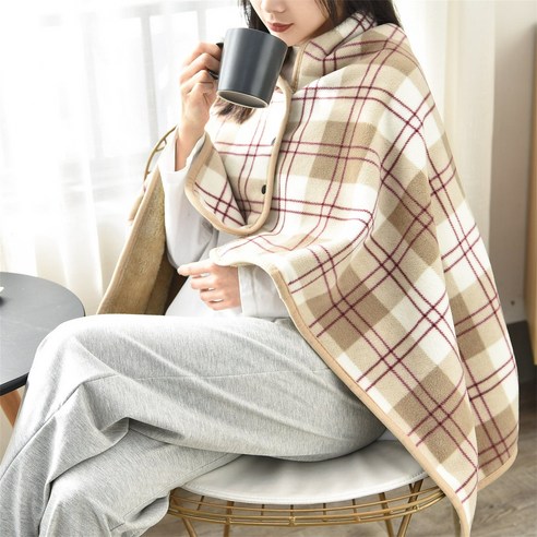 극세사 겨울 똑딱이 어깨 무릎 담요, 브라운, 1개