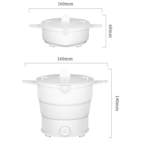 Kazama 접이식 라면포트 여행용 라면포트 접이식 휴대용 전기 라면포트 1.2L 캠핑주전자 보리차 커피 어묵 밥 온열 가능 찜기+수납가방 실리콘 라면포트 459, 1
