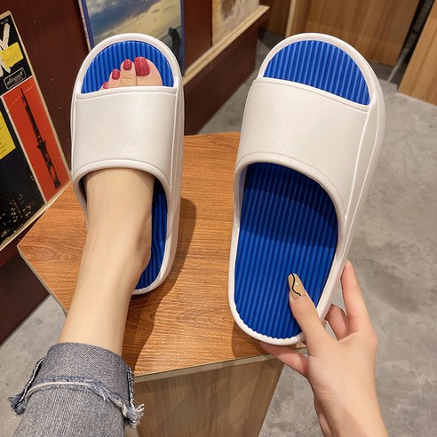 비치화 여름용 일자 쿨링 커플 통굽 스포츠 쿨링 슬리퍼 베트남 슬리퍼 여풍, 푸른 색, {"패션의류/잡화 사이즈":"36/37"}