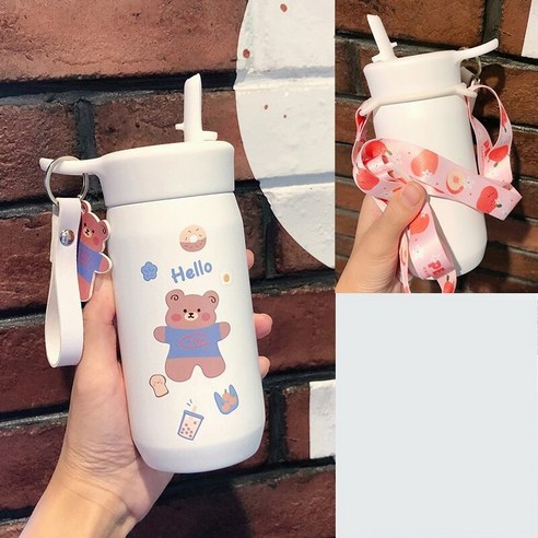 휴대용 보온 텀블러, 곰/300Ml 펜던트 스트랩, 하나