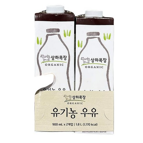 상하목장 아이스박스포장 상하목장 유기농우유 900ml x2, 단품, 1개, 1800ml