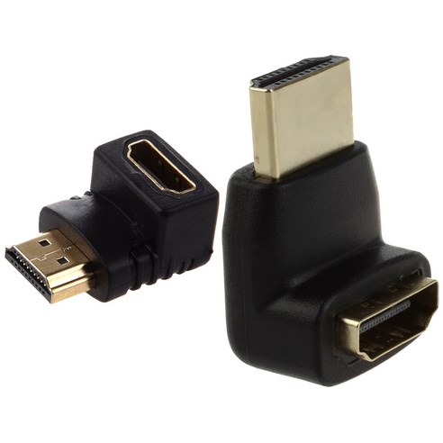 AFBEST 1 pcs HDMI 포트 세이버(남성에서 여성으로) - 270도 및 어댑터 90도 직각 L 유형(하단) 블랙, 그림 색상