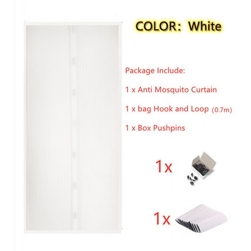 대형 모기장 문 자기 모기장 문 자동 폐쇄 파리 방지 곤충 모기 메쉬 문, White type 1, 폴란드