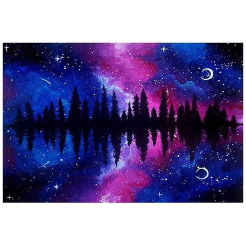 DIY 라운드 다이아몬드 다이아몬드 그림 절묘한 다이아몬드 그림 세트 달 호수 물 패턴 다이아몬드 그림, 하나, 보여진 바와 같이