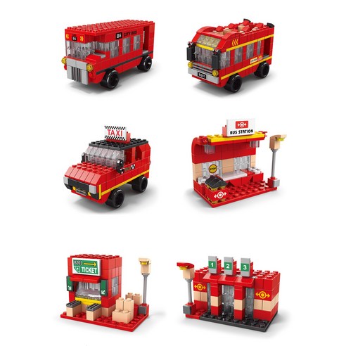 창의성, 교육, 놀이를 조화롭게 결합한 알꿀밤 레고 호환 블록 - 영국 버스 교통 세트 팩E