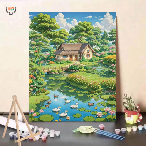1013 DIY 유화 DIY 명화그리기 DIY 선물 40 x 50cm (액자+색칠하기도구+삼각대), 1013-9, 1개